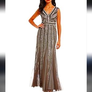 Elegant Silver Evening Gown
